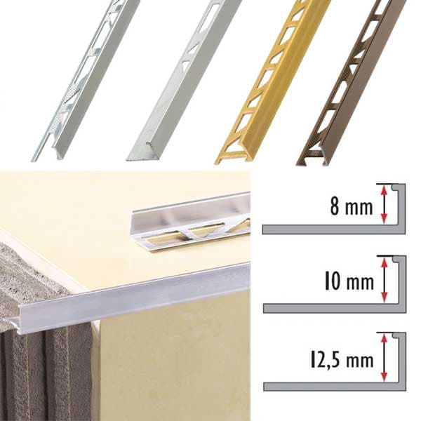 2.5m Aluminium Straight Edge L-Shape Tile Trim