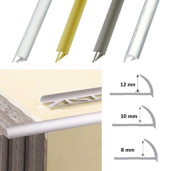 Tile Trim Round Edge Aluminium 2.5m Durable DIY Tiling Finish